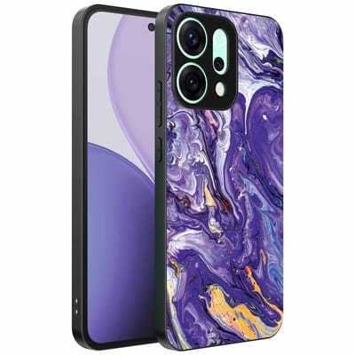 Geschikt voor Oppo Reno 14 Pro Telefoonhoesje met Paars Goud Marmer Opdruk - TPU Backcover Case Purple Gold Marble Design - Paars Goud - Smartphonica geschikt voor Oppo Reno 14 Pro