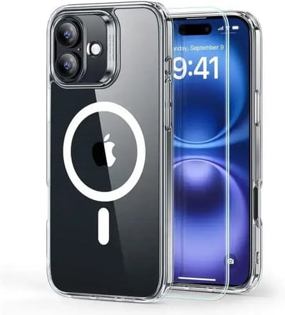ESR Classic Hybrid HaloLock Hoesje Geschikt voor Apple iPhone 16 Plus - Met Screenprotector - Compatibel met MagSafe - Back Cover - Gehard Glas - Transparant