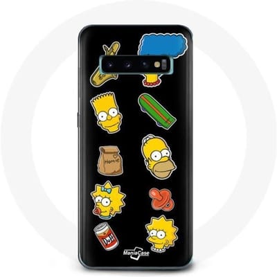 Hoesje voor Samsung Galaxy s10 edge The Simpsons stickers zwarte achtergrond