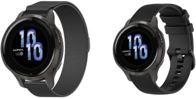 Strap-it Milanese Band (Zwart) + Siliconen Band (Zwart) - Geschikt voor Garmin Venu 2S - RVS Stalen Band met Magneetsluiting - Magnetisch Bandje - Sportarmband & Siliconen Bandje - Luxe & ademend ontwerp