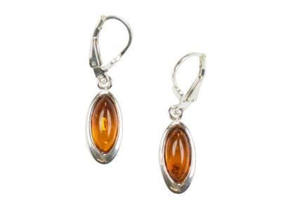 Zilveren oorbellen met sluiting Amber / Barnsteen 925 zilver