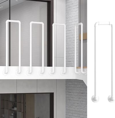 Balustrade Hekwerk - Metalen Trapleuning - Binnenhuis Beveiliging - Zijbevestiging Inclusief - Hoogte 45cm - Wit