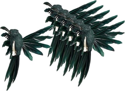 House of Seasons Kolibries vogels op clip - 6x st - donkergroen - 12 x 13 x 7,5 cm