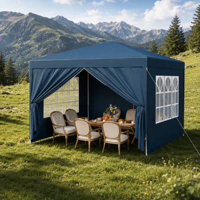 Easy-Up Partytent - Opvouwbaar - Premium easy-up Partytent - UV Bescherming - Waterdicht - Metalen frame - Geschikt voor Terrassen, balkons, bij het zwembad, in de tuin, op campings, tijdens festivals, op rommelmarkten - Blauw