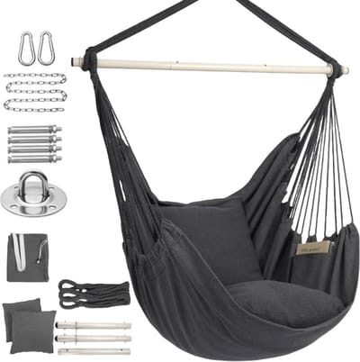 Hangstoel voor Buiten - Comfortabele Hangschommel met Kussens voor Balkon en Tuin