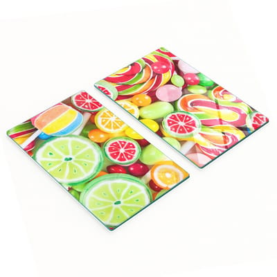 Keukenplanken van gehard glas met kleurrijke snoepafbeeldingen, 2x30x52 cm