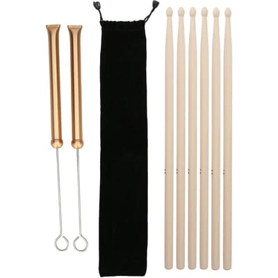 Drumstok Borstelset Jazz Intrekbare Metalen Draad 5A Stok Pluche Tas Percussie Accessoires(Goud ) beige