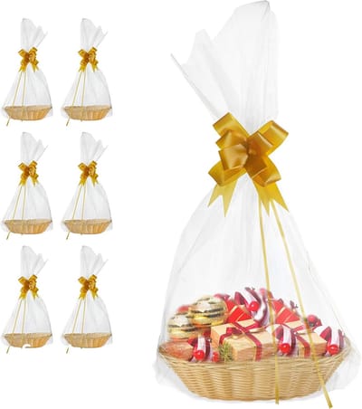 Lege Geschenk Manden - Kleine Decoratie Bakken - Zelf Maken Cadeaus - Inclusief Zakken Strikken - 7x9 Inch - Beige