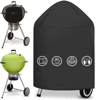 Ynkkvre – BBQ-hoes – ronde waterdichte hoes van 420D Oxford stof – wind- en UV-bestendig – met handvatten – 71 x 68 cm – zwart