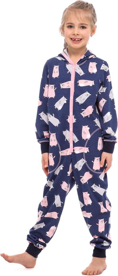 Merry Style Kinder Pyjama - ronde hals - lange mouwen - lange broek met zakken - Katoen - MS-MS10-223-PJ - Marineblau Teddybär - 110-116