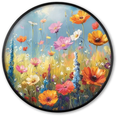 Poster in lijst Rond - Fotolijst 60x60 cm - Posters - Bloemen - Natuur - Botanisch - Kunst - Ronde posterlijst zwart - Decoratie - Wanddecoratie woonkamer - Muurdecoratie slaapkamer