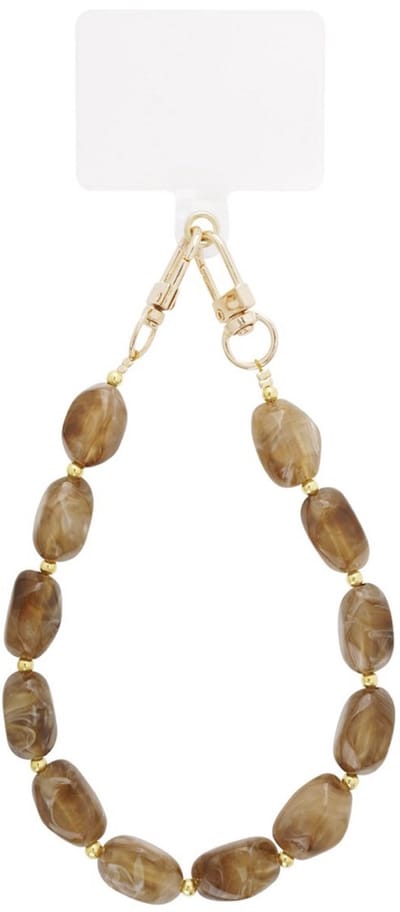 Yehwang Telefoonkoord - Bruin - Mobiel Koord Stenen- Phone Cord Stones - Acryl - Roestvrij Staal