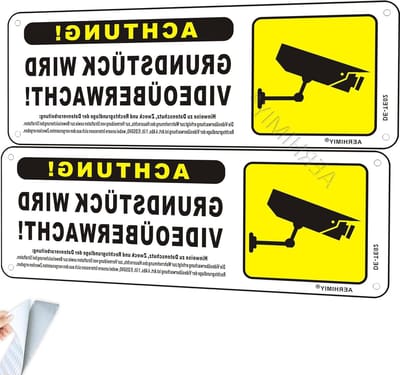 Videobewaking Schild - Waarschuwingsbord Camera - Beveiliging Perceel - Reflecterend Aluminium - 25 x 9 cm - Reflecterend