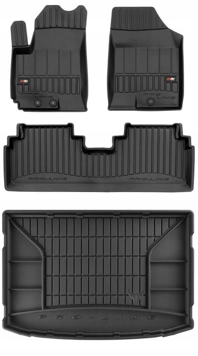 Frogum ProLine - Automattenset en Kofferbakmat - Geschikt voor Hyundai ix20 (2010-2019) - Laser-fit Pasvorm - TPE Rubber - Geurloos