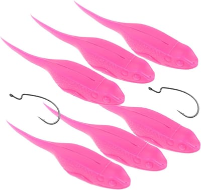 Vislokset 6 Stuks - Zacht Kunstaas - Zoetwater Vissen - Realistisch Ontwerp - 11.5 cm - Roze