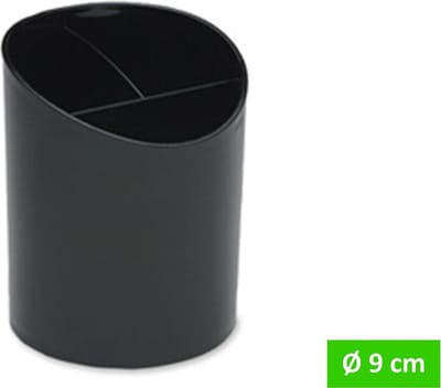 TQ4U make-up organizer - make up opberger - 3 vaks - Ø 9 cm x 11.5 cm hoog - kunststof - zwart