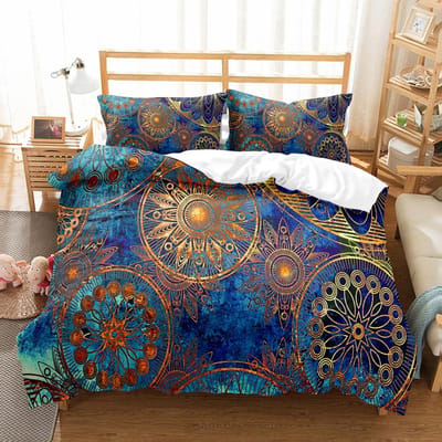 Boheemse Mandala Beddengoed Dekbedovertrek Set, Luxe Dekbedovertrek, Tweepersoonsmaat, Boho, Dekbedovertrek, 240x220, Noord-Amerika Hoge Kwaliteit EU single(135x200cm)