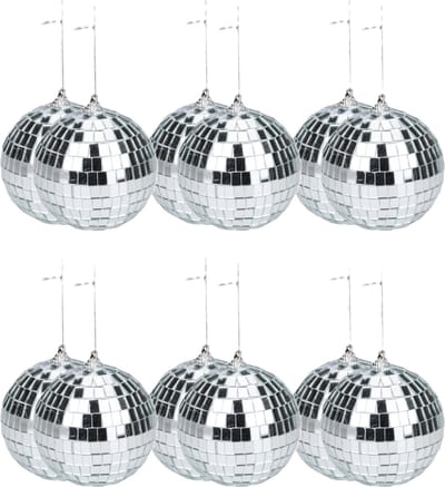 Articasa Disco kerstballen - 12x st - zilver - D6 cm - kunststof - discobol - spiegelbol - discobal