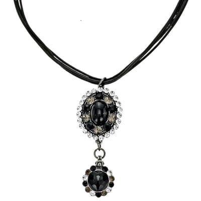 Behave - ketting met zwarte hanger - nikkelvrij - cadeau in geschenkzakje - 40 cm