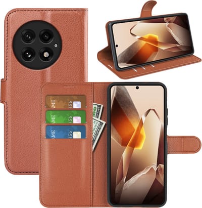 MobyDefend Hoesje - Geschikt voor OnePlus 13 - Kunstleren Wallet Book Case (Sluiting Voorkant) - Bruin