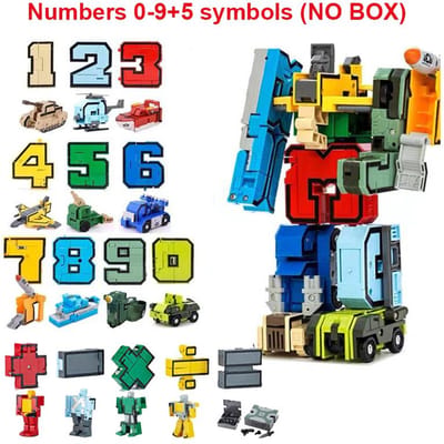Assembleer Robots Transformatie Actiefiguur Auto Cijfers Letters Alfabet Wiskunde Leren Gericht Kinderspeelgoed