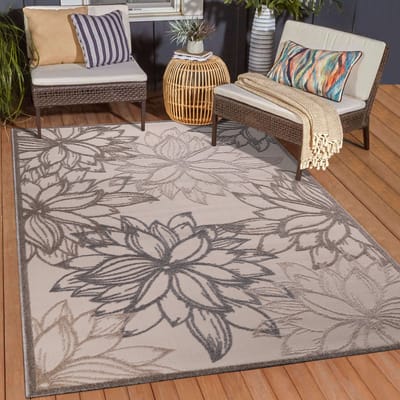Muratap Binnen en buiten vloerkleed floral outdoor laagpolig tapijt 140x200 cm