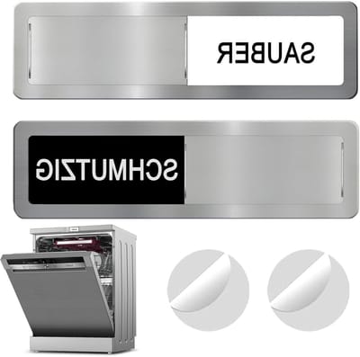 Vaatwasser Indicator - Schoon Vuil Bord - Keuken Organisatie - Dubbele Bevestiging - 17.7 cm Lengte - Zilver