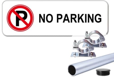 No parking bord - Weerbestendig Aluminium - 40x15 cm - Bevestiging: Met paal 120 cm + paalbeugels + paaldop