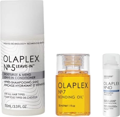 Olaplex Stap No.5 Leave-In Conditioner 100ml + Olaplex N°7 Verstevigende Olie Concentraat 30ml + Olaplex N°4D Ontgiftende Droogshampoo Alle Haartypes En Kleuren 50ml