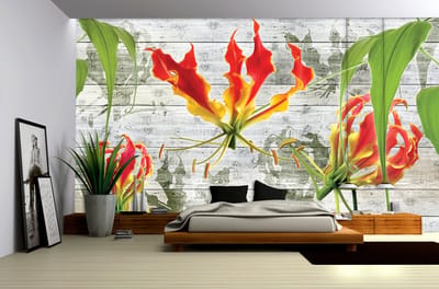 Fotobehang Vlies | Bloemen | Grijs, Groen | 368x254cm (bxh)