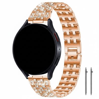 Stalen bandje - geschikt voor Garmin Venu (2 Plus) / Venu SQ (2) / Vivomove (Style - Sport) / Vivoactive 3 / 5 / 6 / Forerunner 55 / 165 / 245 / 645 / 570 - 42mm - glitter - rosegoud