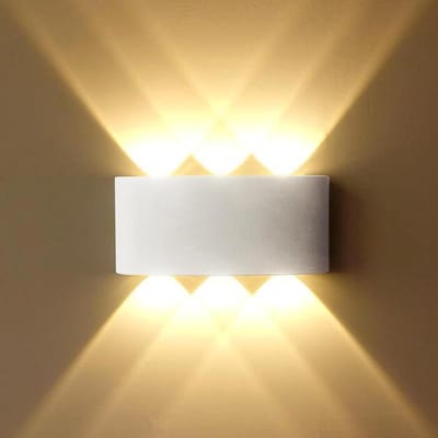 Moderne witte LED wandlamp voor binnen en buiten - IP65 waterdicht - Aluminium behuizing - 6x120° stralingshoek - Warm wit