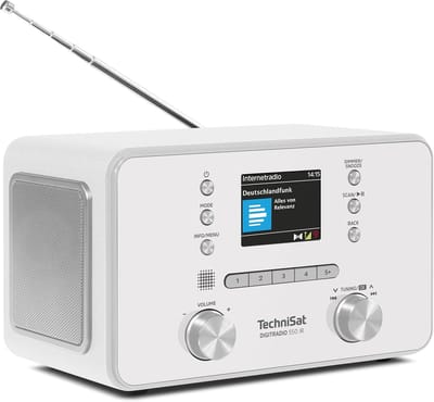 Digitale Radio - Internetradio DAB+ - Muziek Luisteren - Stereo Geluid Bluetooth - 21 x 14 x 12 cm - Wit