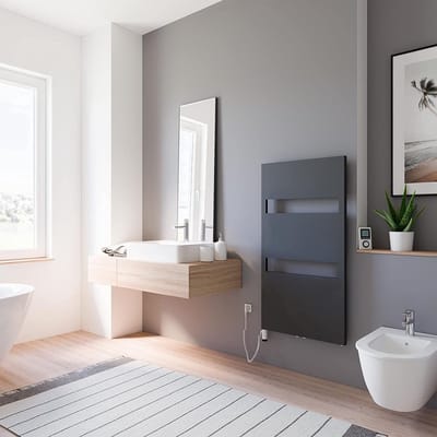Schulte TURIN - elektrische designradiator - 60 x 114 cm - antraciet - digitale remote aansluiting links - 600 Watt