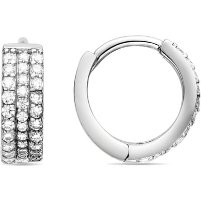 Luxenter Oorbellen van 925 sterling zilver met glanzende zirkonia, afgewerkt met rhodium - Tsyal