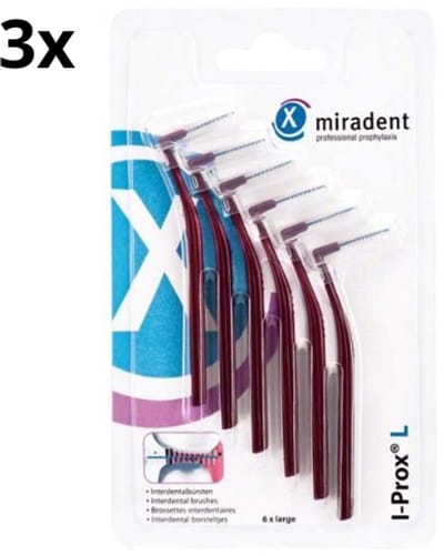 Miradent Interdentale Ragers I-Prox L 0,8 mm Bordeaux 3x 6 stuks