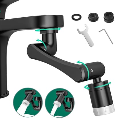 Unyqoos® Draaibare waterkraan met multifunctionele verlenging en straalregelaar