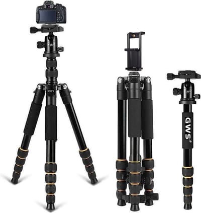 GWS Q666 Professioneel Tripod & Monopod Camerastatief – Aluminium 156cm – Zwart