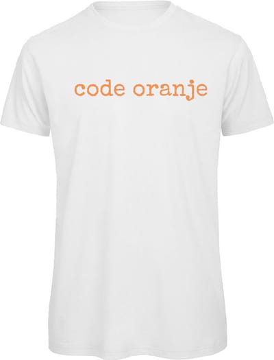 T-shirt wit L - Code oranje - soBAD. - Koningsdag - Oranje shirt dames - Oranje shirt heren - Oranje - Unisex - Voetbal - Regular fit