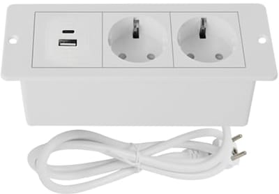 Inbouwstopcontact met USB en Snelladen voor Keuken en Kantoor - Dubbele Tafelstopcontact