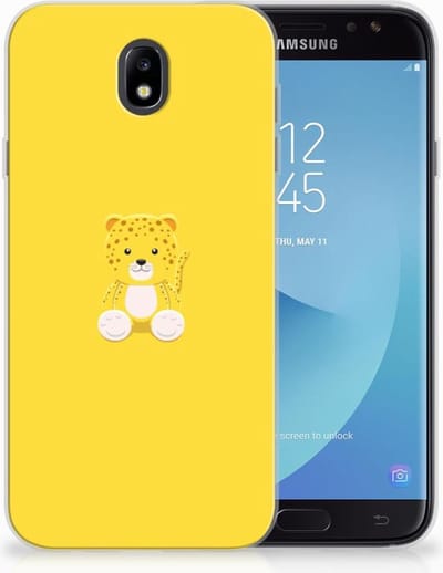 TPU Hoesje voor Samsung Galaxy J7 2017 | J7 Pro Telefoonhoesje met Naam Baby Leopard