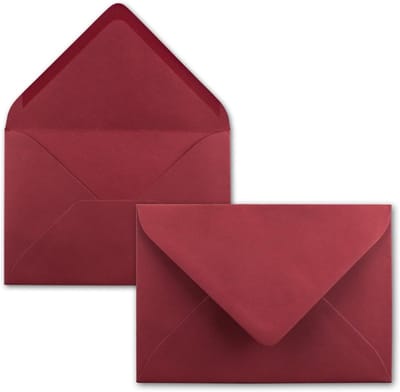 Enveloppen B6 - Papier - Donkerrood - 12 x 17,5 cm - 110 g/m² - Nat Lijmen