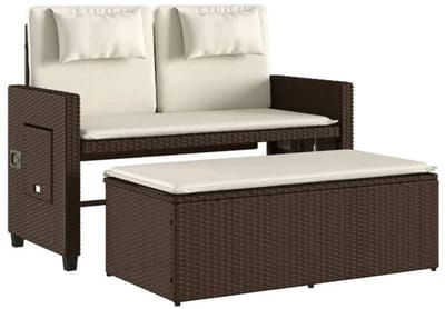 Tuinbank – Tuinbankjes weerbestendig - Tuinbanken - Loungebank - Balkon Set - Buitenbank - Bruin - 2 personen - Staal