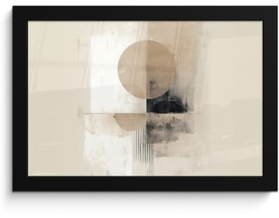 Poster in lijst - Fotolijst 30x20 cm - Posters - Cirkel - Compositie - Diepte - Beige - Posterlijst zwart - Decoratie - Wanddecoratie woonkamer - Muurdecoratie slaapkamer