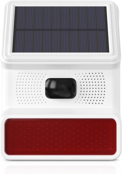 Alarm op Zonne-energie - Sirene met Licht - Beveiliging Thuis - IP65 Waterdicht - 100 Decibel - Zwart