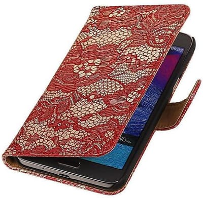 Lace Bookstyle Wallet Case Hoesjes Geschikt voor Grand MAX G720N0 Rood