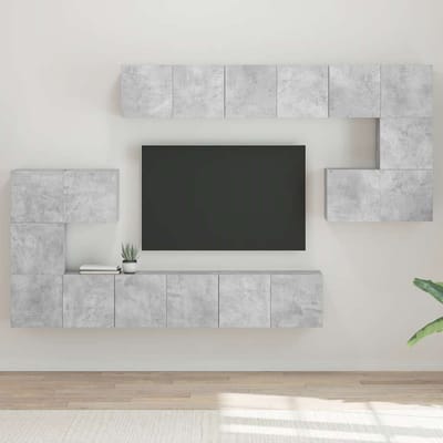 vidaXL - 10-delige - Tv-meubelset - bewerkt - hout - betongrijs
