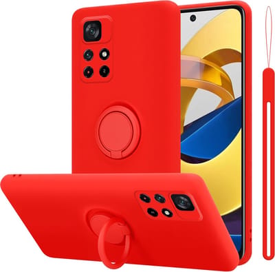 Cadorabo Hoesje geschikt voor Xiaomi POCO M4 PRO 5G in LIQUID ROOD - Beschermhoes van flexibel TPU silicone Case Cover met ring