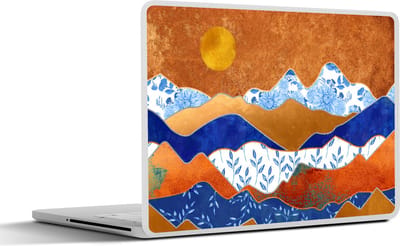 Laptop sticker - 12.3 inch - Delfts Blauw - Goud - Patronen - 30x22cm - Laptopstickers - Laptop skin - Cover