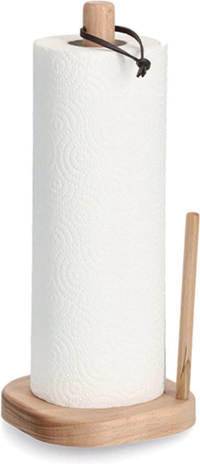 Zeller Keukenrolhouder - 1 rol - met afrol hulp - hout - lichtbruin - 31 x 13 cm